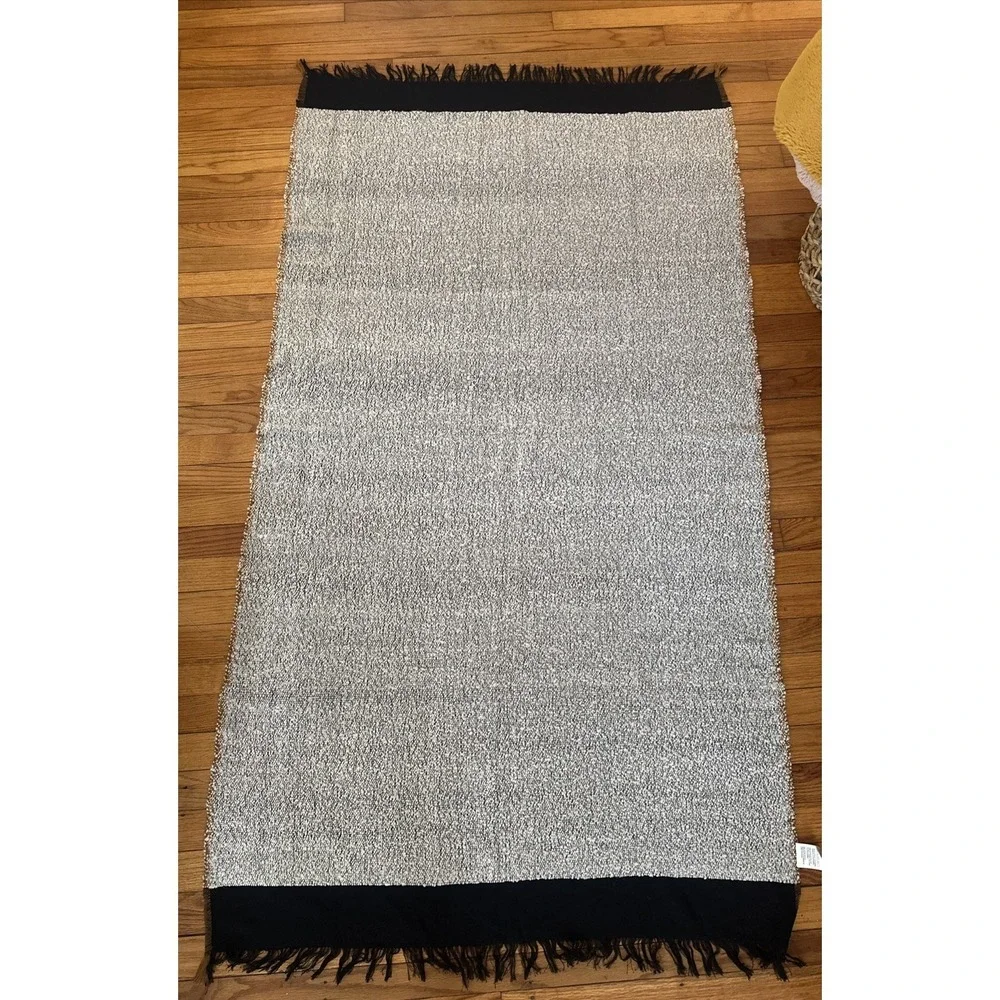 Crate And Barrel Wool Blend Throw Blanket Gray And Blue W 38in X L 71in
